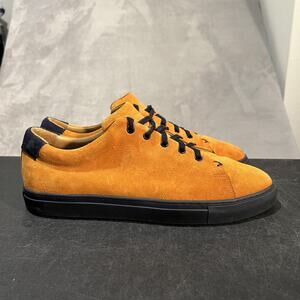 AZZUL Shoes Mens Size 13 Orange Suede Black Handmade Portugal Casual Low Top